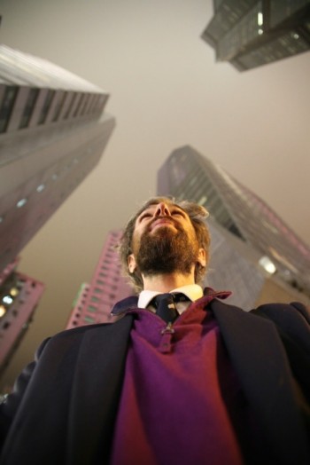 Self Portrait by the author - Looking up to Hong Kong's Sky scrapers (A.Kumar)